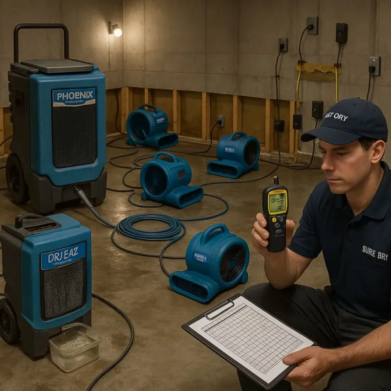 Structural Drying and Dehumidification process in Coldspring, TX